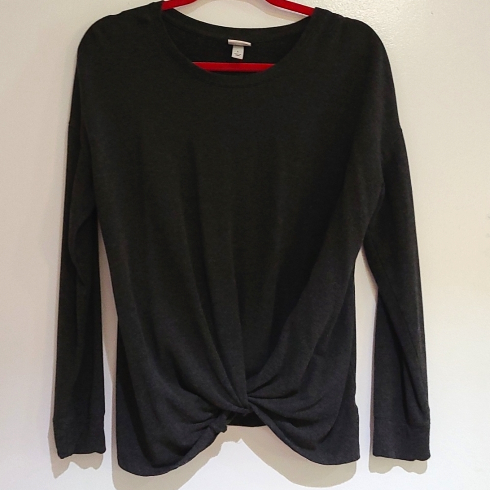 A New Day charcoal gray sweater twist front L